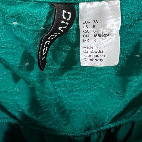 H&M emerald green eyelet cotton romper size 8 - Picture 5 of 6